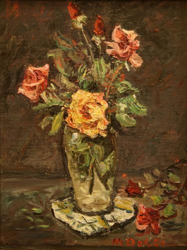 Vaso di rose- 40x30- Olio- Anni '60[0762]